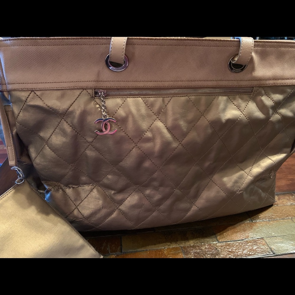 Genuine Chanel Gold Quilted Resort Bag